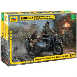 Немецкий мотоцикл с коляской и экипажем БМВ Р-12 картинка 405859 - МосИгра