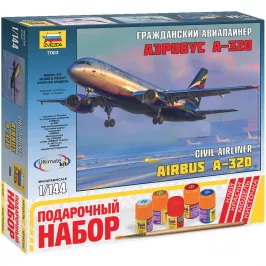 Подарочный набор "Гражданский авиалайнер Аэробус А-320" картинка 406118 - МосИгра
