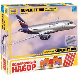 Подарочный набор "Пассажирский авиалайнер Superjet 100" картинка 328907 - МосИгра