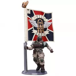 Фигурка JoyToy. Warhammer 40,000: Astra Militarum Cadian Command Squad. Veteran with Regimental Standard картинка 389645 - МосИгра