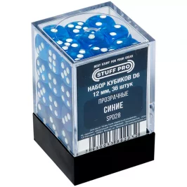 Набор кубиков Stuff-Pro (D6 12 мм 5 шт прозрачные синие) картинка 430662 - МосИгра